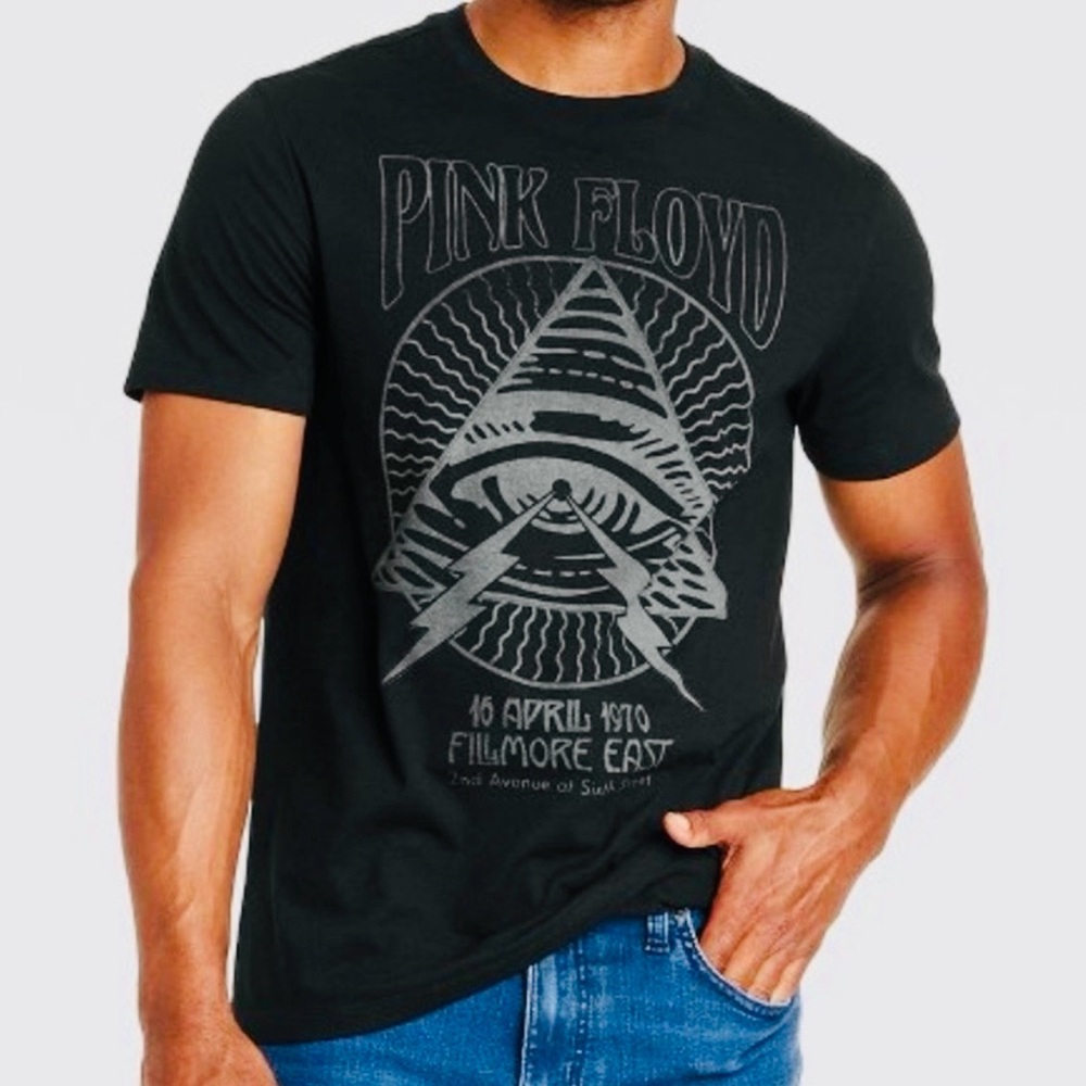 Goodfellow & Co Black Pink Floyd Graphic Tee with Silver Print